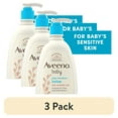 (3 pack) Aveeno Baby Daily Moisture Body Lotion for Sensitive Skin with Natural Colloidal Oatmeal, Suitable for Newborns, 18 FL OZ