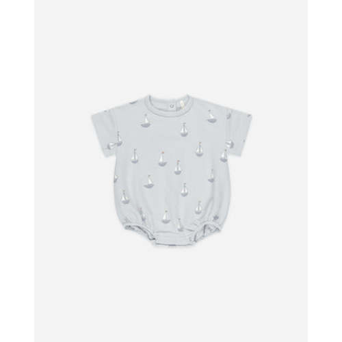 Relaxed Short Sleeve Bubble Romper || Sailboats