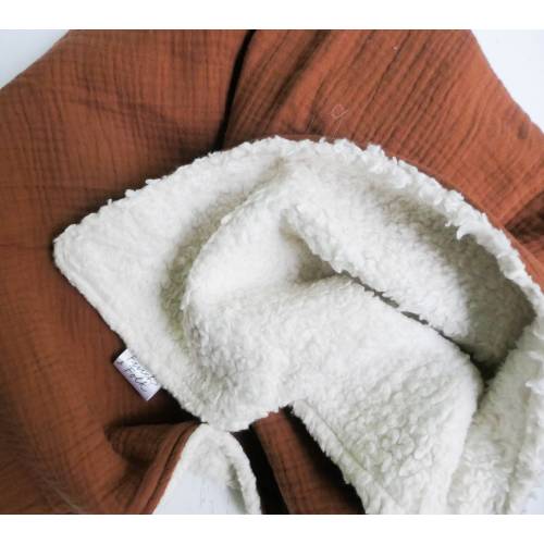 GOTS Organic Cotton Sherpa Blanket - Cinnamon - Baby Gift - Neutral - Baby Shower - Nursery Decor - Crib Stroller Blanket - Handmade Unisex