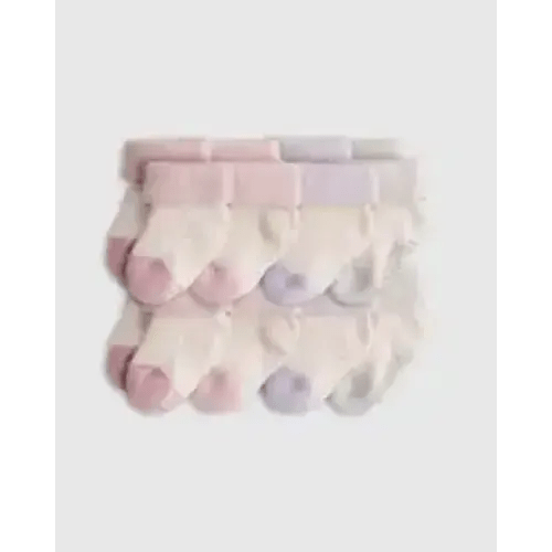 Quince: Organic Cotton Gripper Fold Over Socks 8-Pack - Baby in Pink/Blue Multi