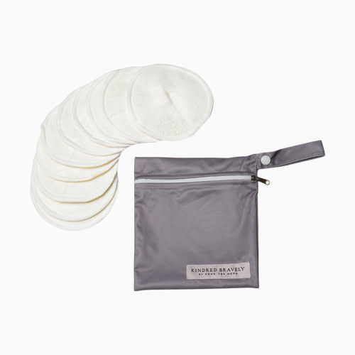 Kindred Bravely Organic Bamboo Breast Pads (10 Pack) - Beige/Blue, Regular, 10