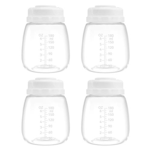Milk Storage Bottle and Collection Bottle, Compatible with Spectra S1, S2, Motif Luna, Cimilre, Ameda MYA Pumps, Replace Spectra Bottles Wide-Mouth Bottles, 4 pc (6oz/180ml)