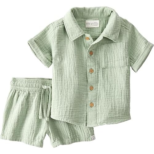 little planet by carter's Baby 2-piece Set made with Organic Cotton, Moss Green, 12M