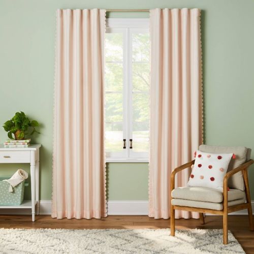 84" Scallop Blackout Kids' Panel Pink - Pillowfort™: Noise Reduction, Uv Protection, Energy Efficient, Oeko-tex Certified