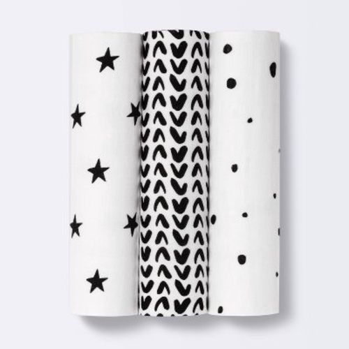 Muslin Swaddle Blanket - Cloud Island™ - Black/white - 3pk