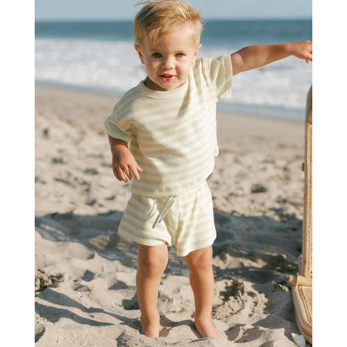 WAFFLE TEE + SHORT SET - 6-12m / mint stripe