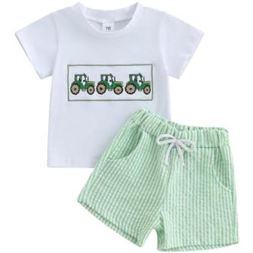MAYUMMPY Baby Toddler Boys Summer Clothes Sets Casual Outfit Newborn Farm Outfits Tractor Infant Baby Boy Outfit