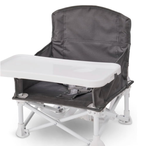 Regalo My Chair 2-in-1 Portable Travel Booster Seat & Activity Chair, Bonus Kit Includes, Oversized Removable Tray with Cup Holder, Gray