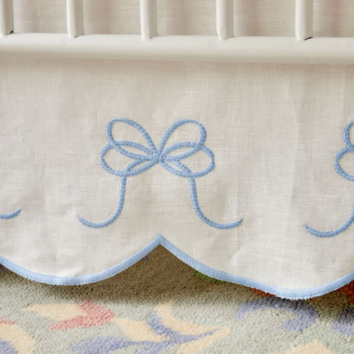 Bow Scalloped Crib Skirt in Soft Blue | Caitlin Wilson