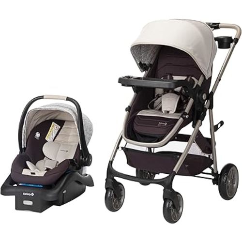 Safety 1st Deluxe Grow and Go Travel System Stroller and Car Seat Combo, 8-in-1 Travel System, Weight Capacity 4-30 lbs, Dunes Edge