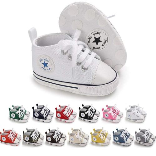 Meckior Baby Girls Boys Canvas Sneakers Soft Sole High-Top Ankle Infant First Walkers Crib Shoes