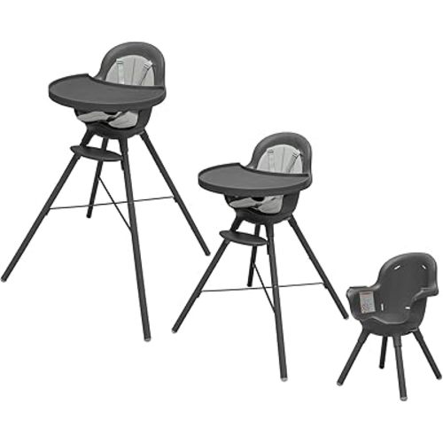 Boon GRUB Adjustable Baby High Chair - Convertible High Chair and Toddler Chair - High Chairs for Babies and Toddlers 6 Months to 6 Years - Dishwasher Safe - Gray