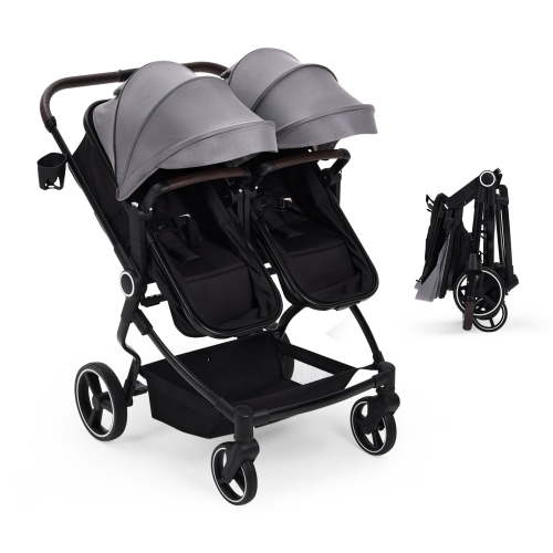 COZONY Side by Side Double Stroller for Newborn & Toddler, Lightweight Compact with Reversible Seat, Adjustable Backrest, Storage Basket, Easy Fold
