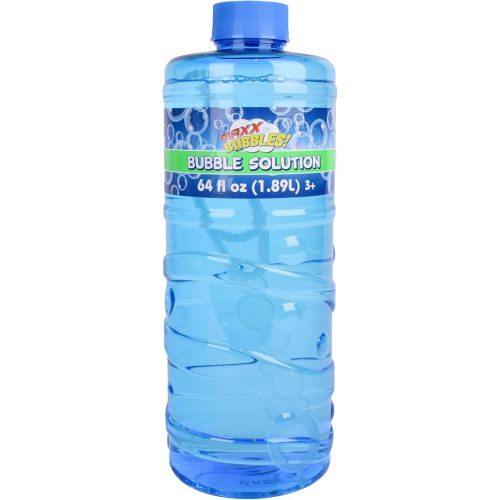 Sunny Days Entertainment Bubble Solution Refill with Wand 64oz Non Toxic (1/2 Gallon), Kids Easy Grip Bottle Refill for Bubble Machine, Bubble Wands, Bubble Toys