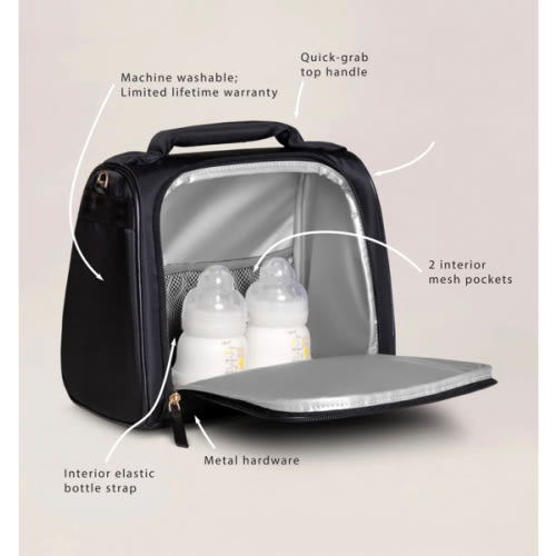 JuJuBe Signature Insulated Washable Lunch Bottle Bag - Black