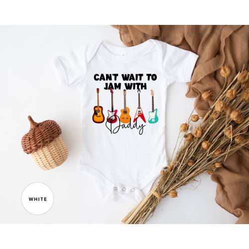 Jam With Daddy Baby Bodysuit, Dad Baby Guitar Rock Music Bodysuit, Baby Guitars Bodysuits, Kids Youth Toddler Guitars Shirt,Baby Toddler Tee