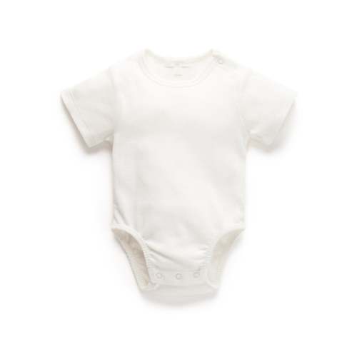 Short Sleeve Ribbed Bodysuit - Purebaby