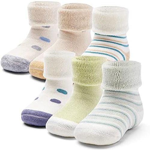 Baby Non Slip Warm Socks Baby Boys Thick Winter Socks with Grips for Baby Girls Non Skid Socks 6 Pack