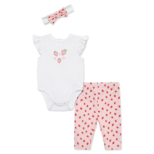 Strawberry Bodysuit, Leggings & Headband Set