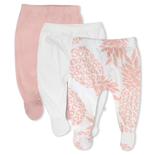 HonestBaby 3-Pack Footed Pants Roomy Fit Pull on Bottoms 100% Organic Cotton for Infant Baby Boys, Girls, Unisex