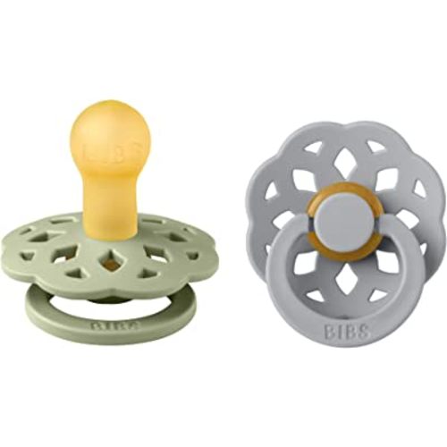 BIBS Pacifiers - Boheme Collection | BPA-Free Baby Pacifier | Made in Denmark | Set of 2 Sage/Cloud Color Premium Soothers | Size 0-6 Months