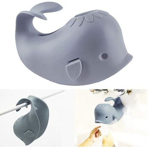 Bath Spout Cover for Bathtub -A Fun Way to Protects Baby from Bumping Head During Bathing Time. Cute Soft Whale Design Making for Enjoyable Safe Baths (1 Pack,Grey)