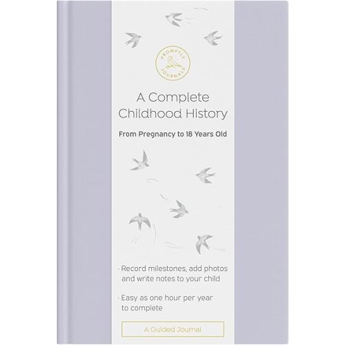 Promptly Journals, A Complete Childhood History: From Pregnancy to 18 Years Old (Lavender Purple, Linen) | Baby Book and Pregnancy Journal | Baby Memory Book