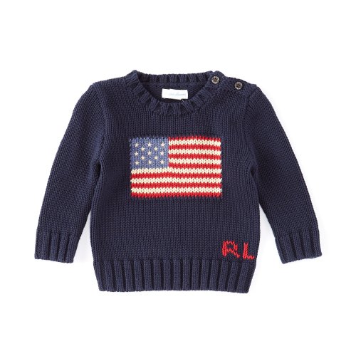 Ralph Lauren Baby Boys 3-24 Months Long Sleeve American Flag Sweater