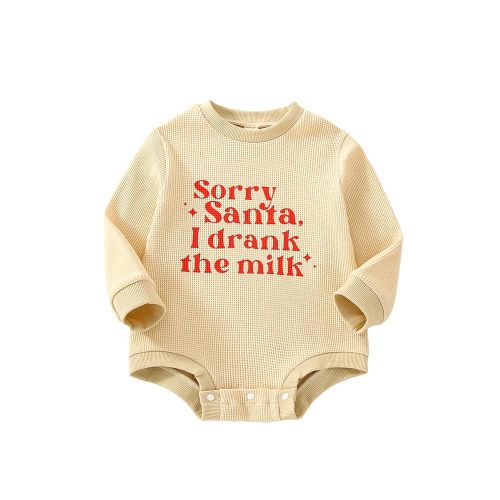 Kuriozud Newborn Baby Boy Girl Bubble Romper Funny Letter Long Sleeve Oversized Sweater Tops Fall Winter Clothes