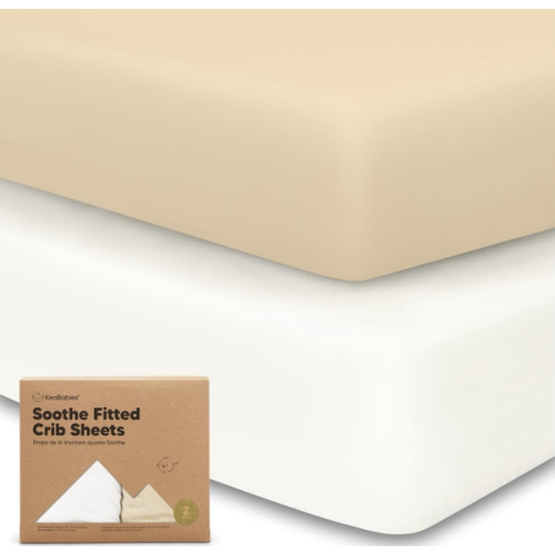 KeaBabies 2-Pack Organic Crib Sheets for Boys, Girls - 52x28 Fitted Crib Mattress Sheet Neutral, Breathable Jersey Cotton Cover for Baby Bed, Toddler Mattress, Soft & Cute Prints (Khaki)