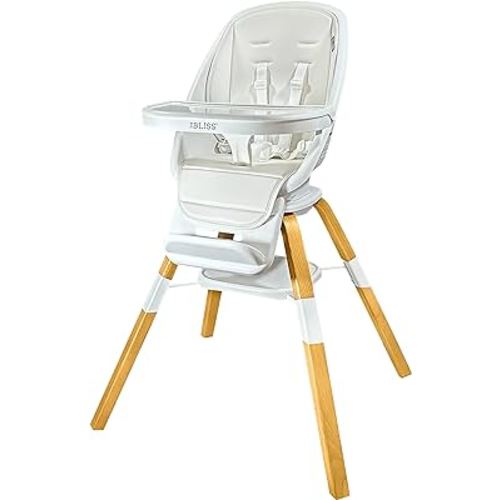 Turn-A-Tot High Chair for Babies and Toddlers, 2 in 1 Wooden Portable Baby Feeder or Adjustable Child's Seat with 360 Degree Swivel, Removable Tray, and Pad (Cream)