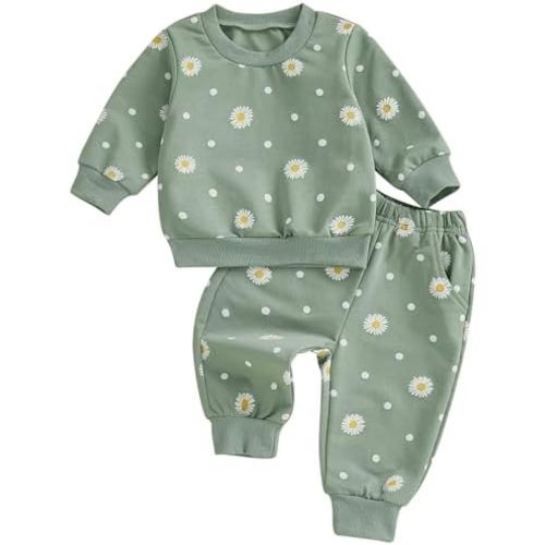 Mubineo Toddler Baby Girl Clothes Cute Long Sleeve Sweatshirt Sweatpant Outfits Fall Winter Tops Pant Outfit Sweatsuit