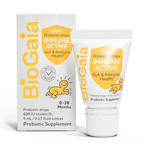 BioGaia Immune Active Baby Probiotic Drops + Vitamin D | for Babies & Toddlers 0-36 Months | Supports Digestive & Immune Health | Allergen, Dairy, Soy & Gluten Free | Backed by 30 Years of Research