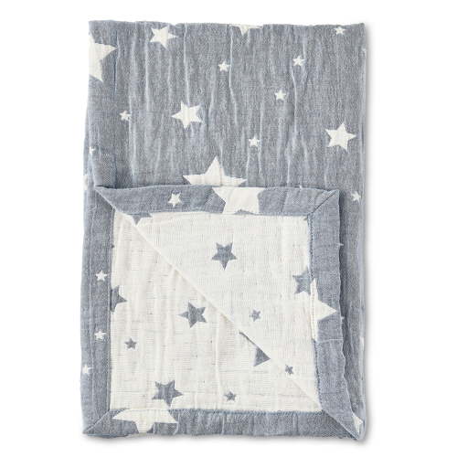 Parent's Choice Woven Baby Blanket, 100% Cotton, Soft & Cozy, Blue Star, 30 in x 40 in