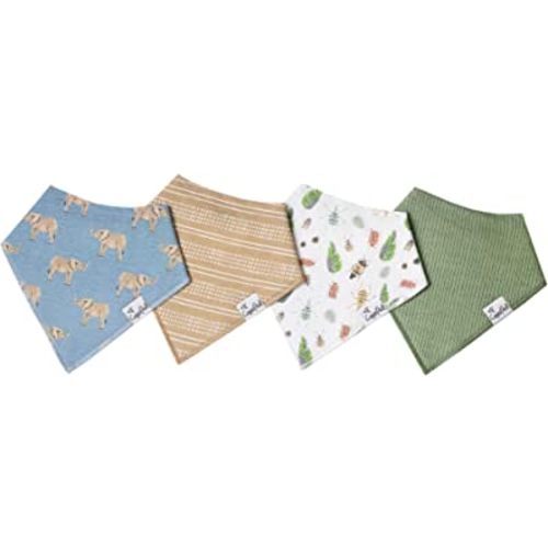 Copper Pearl Baby Bandana Bibs - 4 Pack Soft Cotton Baby Bibs for Drooling and Teething, Absorbent Drool Bibs for Baby Girl and Boy, Adjustable to Fit Newborns to Toddlers, Tons of Styles (Peanut)