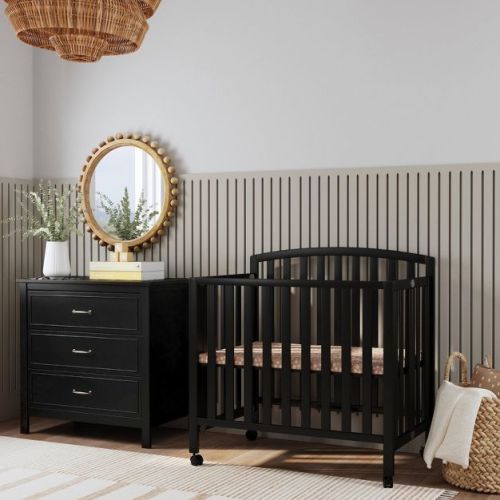 DaVinci Dylan Folding Portable 3-in-1 Mini Crib and Twin Bed - Black