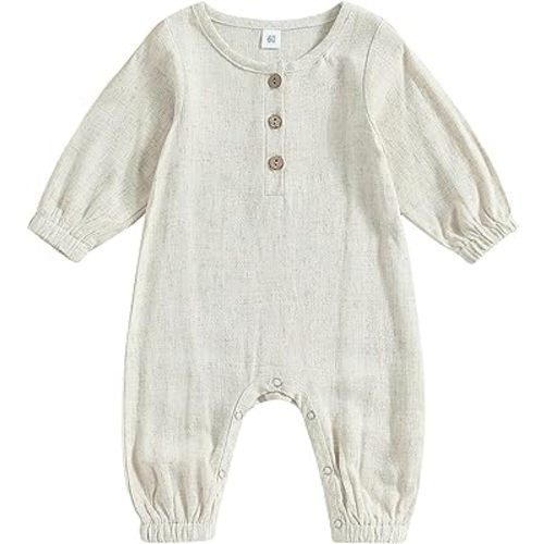 Unisex Newborn Baby Boy Girl Short Sleeve Button Romper Jumpsuit One-Piece Outfits Solid Color Clothes