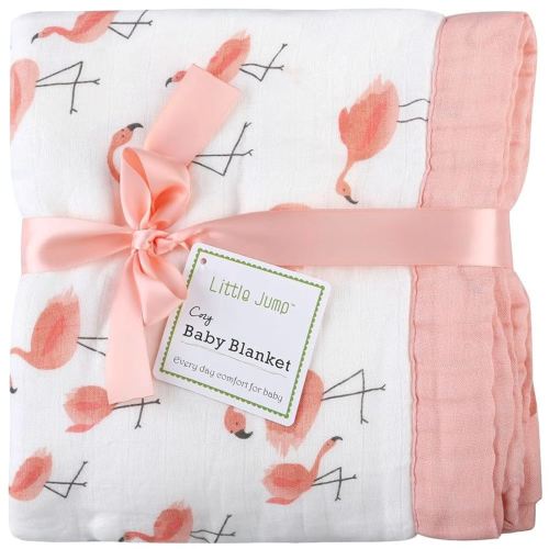 Little Jump Flamingo Baby Blanket - Silky Soft and Breathable Muslin Blankets Baby Girl Quilts- Large 47" x 47" - 2 Layers Toddler Bed Blanket (Flamingo)