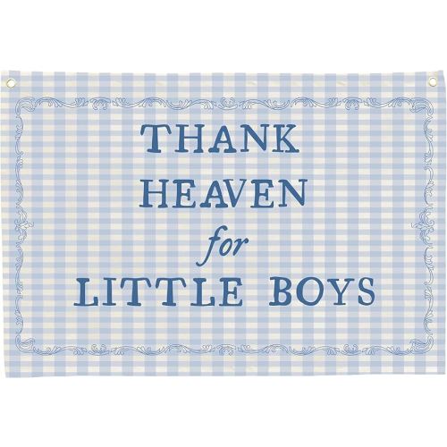 Christian Bible Verse Scripture Rectangular Banner Flag Wall Sign Decor Gift for Baby Boy-Nursery Baby Room Bedroom Decor-Baby,Shower Birthday Christmas Gift-Thank Heaven for Little Boys