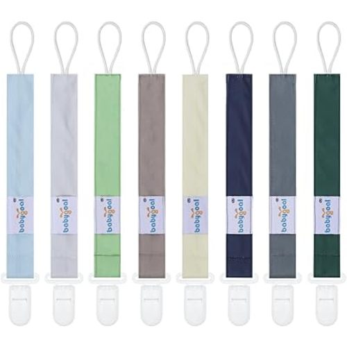 Babygoal Pacifier Clips 8 Pack, Pacifier Holder Clips for Baby Boys and Girls Fits for Most Pacifier, Binkie Styles & Baby Teethers & Toys and Gift-Neutral Color 8PS41
