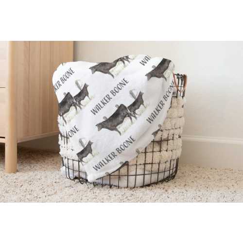 Personalized Angus Cow Boy Western Blanket, Baby Blanket, Name Baby Blanket, Baby Gift, Baby, Angus Cow Blanket, Toddler Cowboy Name Blanket