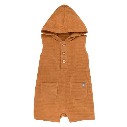 Modern Moments by Gerber Baby Boy Cotton Hooded Sleeveless Romper, Sizes 0/3 Months - 24 Months
