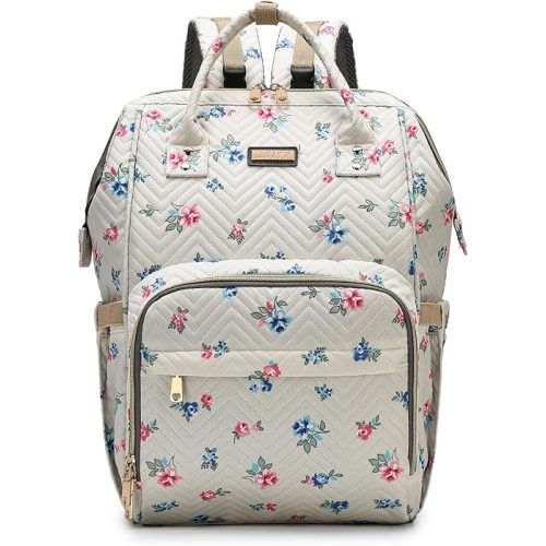 Diaper Bag Backpack, Diaper Bags for Baby Girls Boys, Baby Bags for Moms Dads, Nappy Changing Bag with Insulated Pockets,Multi-functional Waterproof Backpack with Stroller straps-Beige Flowers