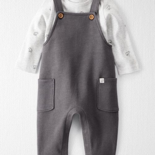 Charcoal, Heather Grey Baby 2-Piece Organic Cotton Overall Set in Bear Print | Carter’s Oshkosh Canada
