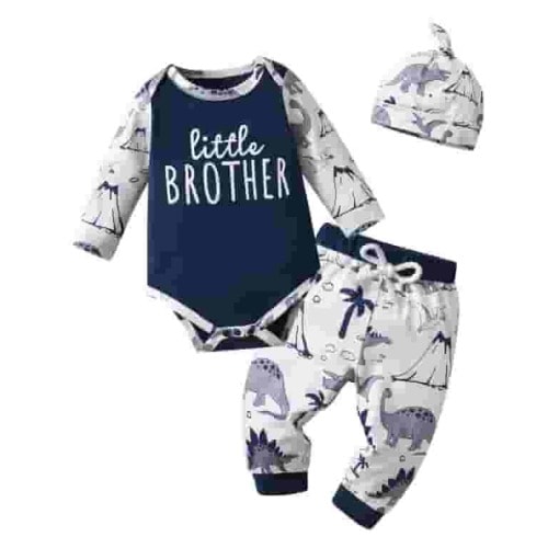 Newborn Baby Boy Clothes Animal Style Long Sleeve Romper + Pants + Hat 3PCS Outfits Set Navy Blue 3-6 Months