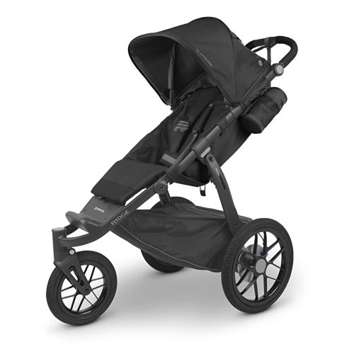 UPPAbaby Ridge Jogging Stroller/Durable Performance Jogger with Never-Flat Tires/Built for Walking, Running, Hiking/Water Bottle Holder and Basket Cover Included/Jake (Charcoal/Carbon Frame) - Jake (Charcoal)