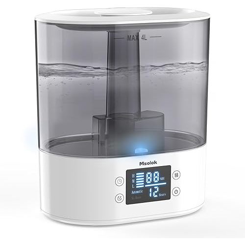 Humidifiers for Bedroom and Home & Baby - 4L Cool Mist Air Humidifiers for Plants, 26db Quiet Top Fill Air Humidifier Lasts Up to 40 Hours, Auto Shut-Off, Super Easy to Fill and Clean