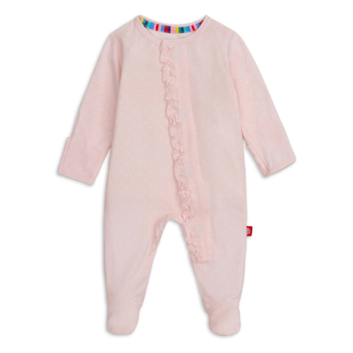 Girls' Pin Dot Ruffled Placket Footie - Baby