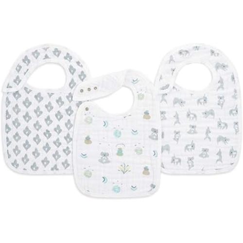 aden + anais Baby Drool Bibs Soft and Absorbent 100% Muslin Cotton Adjustable Bandana Snap Bibs Set for Boys and Girls, 3 Pack, Now + Zen