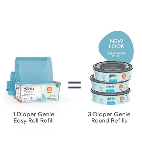 Diaper Genie Easy Roll Refill with 18 Bags | Lasts Up to 5 Months or Holds Up to 846 Newborn Diapers Per Refill - 18 Count (Pack of 1)